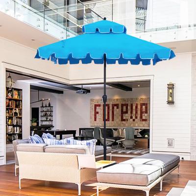 China 2020 Modern Large New Product Patio Umbrella Steel Frame Outdoor Patio Umbrella With Fin for sale