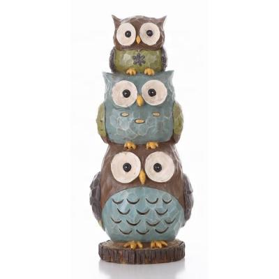 China Eco-Friendly Outdoor And Garden Ornament Stacking Owls Statue for sale