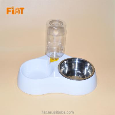 China Automatic Pet Cat Dog Food Automatic Double Wheels Drinking Water Dispenser And Food Feeder for sale