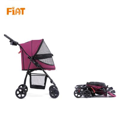 China Lovely Sustainable Pet Cart 4 Wheels Pet Strollers 600d Oxford Dog Stroller for sale