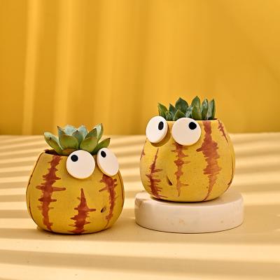 China Chinese Style Sample Naturix Plant Pot Handmade Ceramic Home Mini Watermelon Succulent Planter Succulent Shape Animal Wholesale for sale