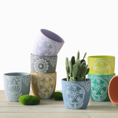 China Low MOQ Succulent Planter Pot Chinese Style Ceramic Garden Flowerpot for sale