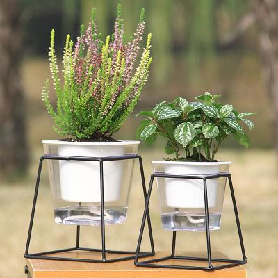 China DEEPBANG Wholesale Modern Cheap Price RTS Indoor Office Round Clear Transparent Planter Self Watering Plastic Flower Plant Pots for sale