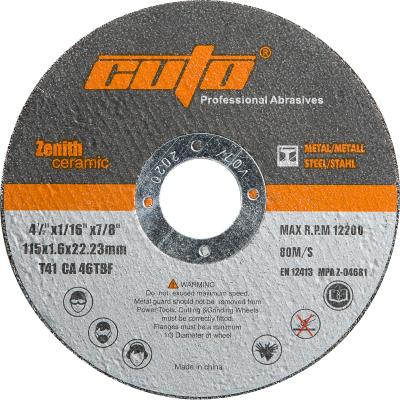 China Metal / INOX Ceramic Carved Flat Wheel Cutting Disc For Stainless Steel for sale