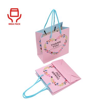 China Supplier Hot Pink Mini Small Heavy Luxury Retail Grocery Bag Recyclable Customized White Paper For Makeup Wedding Gift for sale