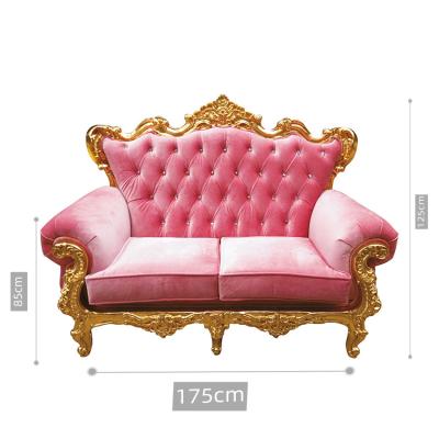 China Wholesale Modern Luxury Style Gold Loveseat Baroque Back Wedding Throne Chair Pink King The Top for sale