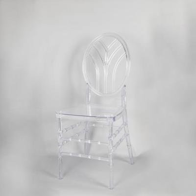 China Contemporary Wholesale Event Wedding Party Crystal Plastic Chair Acrylic Resin Chiavari Transparent Chair for sale