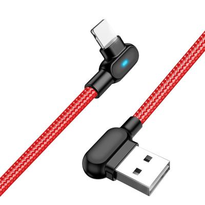 China Free Fire Stretching LED Light New 90 Degree Mirco Usb Type C Cable Elbow Usb Game Charging Cable With Led Indicator For iPhone for sale