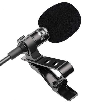 China Super Sound For Video Recording 3m Portable Audio Microphone 3.5mm Lavalier Cable Clip On Microphone For Phone And Laptop Mini Microphones for sale