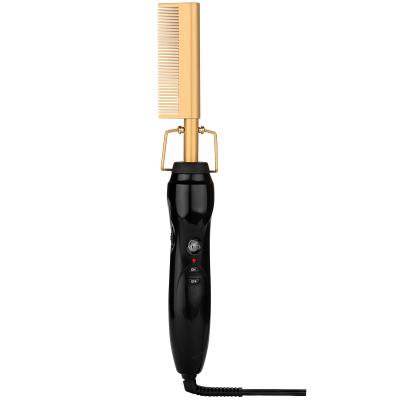 China Hot Electric Fashion Hair Straightener Comb For African Hair Gold Pressing Comb For Wig Hair Straightener Hair Straightening Brush Curler Hot Combs for sale