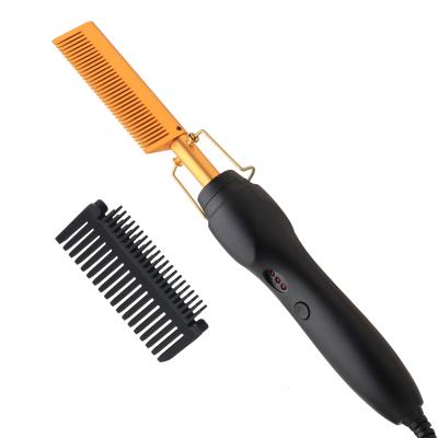 China Fashion Electric Hair Straightener Comb Hair Straightener Sweep Comb Portable Travel Professional Hot Pressing Comb For African American Hair Wigs for sale