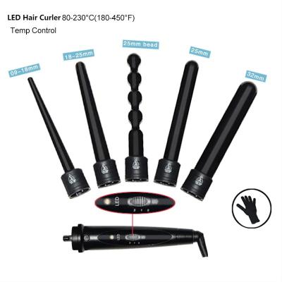 China 5 Interchangeable Barrels Paint Electric Hair Curling Iron Suite Combination Hair Curler Interchangeable 5 Switch In 1 Curling Wand Set 5 Interchangeable for sale