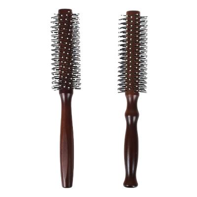 China Professional Nondisposable Salon Hair Styling Brush Wooden Handle Round Curly Hair Brush for sale