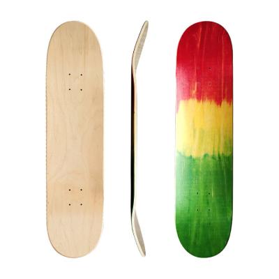 China New Adult Rasta Color Dyed Stainded Canadian Maple Skateboard Deck With High End Quality 2022 Epoxy Resin for sale