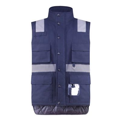 China Anti-wrinkle winter multi-pocket hygiene construction site vest warm waterproof environmental machining vest for sale