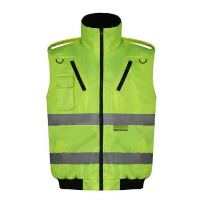 China Custom Printed Anti-wrinkle Multi-pocket Construction Hygiene Road Word Take-Away Printed Reflective Vest for sale