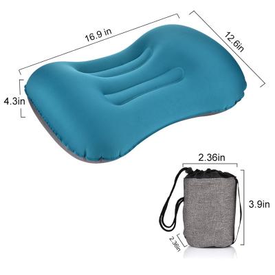 China Portable Outdoor Inflatable Compressible Soft Neck Pillow Camping Polyester+TPU Travel Headrest Protective Pillow for sale