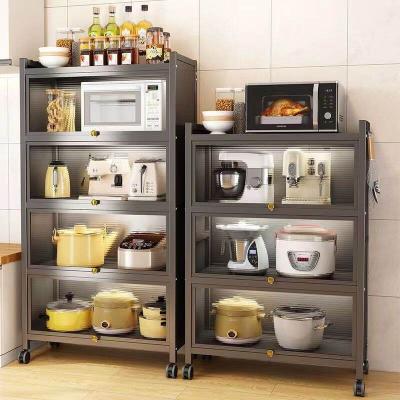 China Kitchenroom 2023 New Type Kitchen Storage Rack Hole Panel Dining Cabinet Kitchen Side Shelf With Dustproof Door Kitchen Tilt-Up Lockers for sale