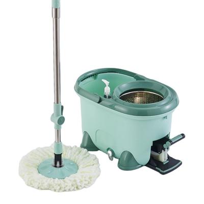 China Sustainable china dual clean hand press 4 wheel 360 magic easy spin mop with two big wheels and switch foot pedal of separable double bucket for sale