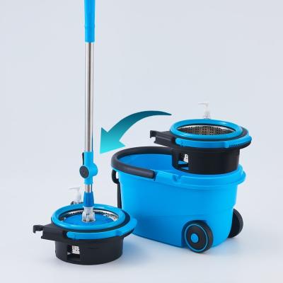 China Sustainable high quality magic 360 spin easy clean cyclone floor cleaning 16l mop and bucket set with big wheels stainless steel wringer for sale