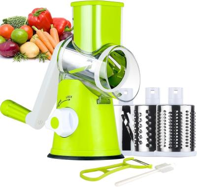 China Sustainable OSTECH kitchen gadgets factory Cheese Grater Shredder,  Slicer with Handle and 3 Drum Blades, Kitchen Manual Vegetable Slicer for sale