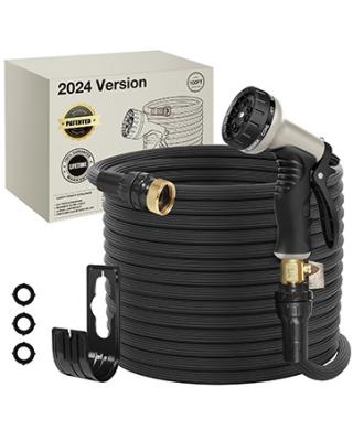 China Adjustable Expandable Garden Hose with 10 Functions Nozzle, 3/4 inch Solid Brass Fittings,Lightweight & No-kink Water Hose for sale