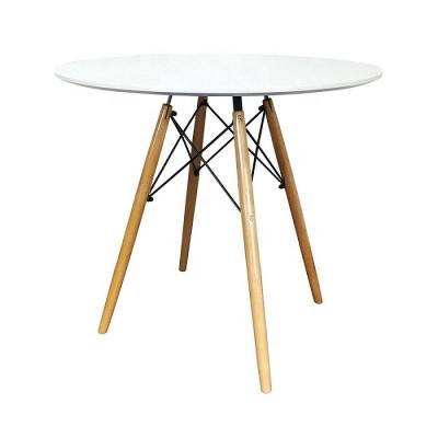 China Modern Dover Round Wood Top Dining Table With metal Base In Black for sale