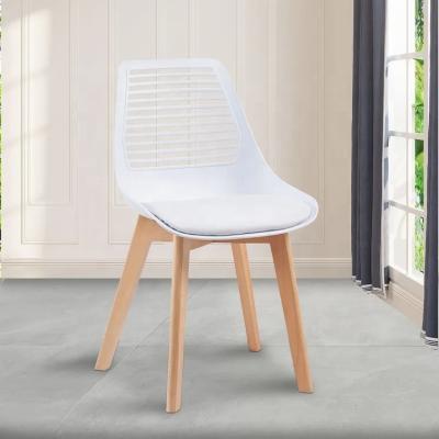 China Modern New design dining room furniture round half-wrapped wire chair bow back PU cushion office building wooden legs for sale