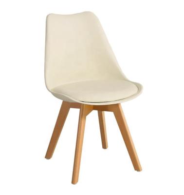 China Modern Tulip Chair Solid Wood Plastic Living Padded Seat Dining Chair for sale