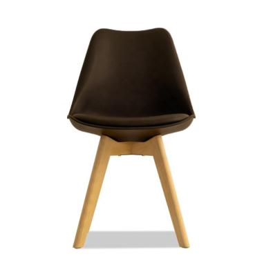 China Modern Modern restaurant dining chair high -quality plastic soft -seat beyl wood leg dining chair for sale