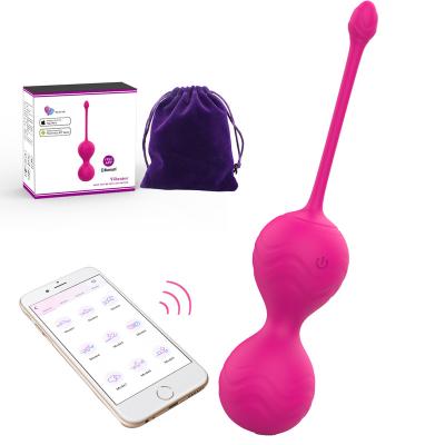 China Remote Control APP Remote Control Sex Toys Women Radio Phone APP Silicone Soft Vagina Tightening Ball Kegel Ball 10 Vibration Modes for sale