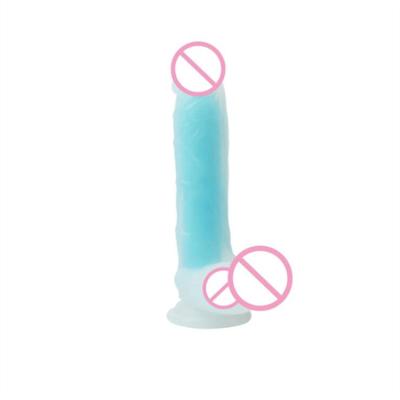 China Real touch feeling 8 inch realistic instant liquid silicone LED luminous light up dildo for women for sale