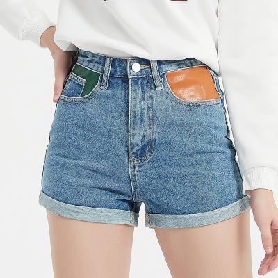 China MOTE-ZC170 Breathable 2022 Ladies Summer Pocket Blue Denim Shorts Jean Shorts Cotton Hot Pant Solid Straight Jeans Shorts For Women for sale