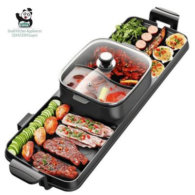 China Household 2350W High Quality 2 in 1 Hot Pot Baking Tray Indoor Bake FOR GRILLING Tray Electric Cooking Grill for sale