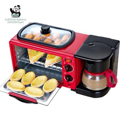 China Hotel New Multifunctional 3 in 1 Breakfast Set Toaster Coffee Maker 3 in 1 Breakfast Maker with Toast Oven Coffee Pot Frying Pan/ for sale