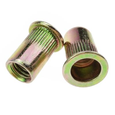 China ANSI Steel Rivet Steel Nuts Galvanized Serrated Flat Knurling Head for sale