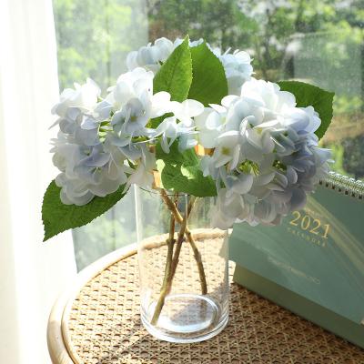 China Wholesale High-end Events Decoration Hand Moisturizing Hydrangea Simulation Bouquet Wedding Celebration Silk Artificial Flowers for sale