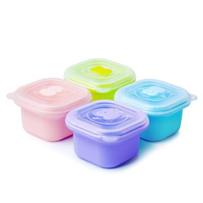 China BPA Free Reusable Microwavable Silicone Baby Food Leakproof Storage Container With Lid For Infant for sale