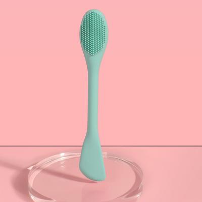 China Reusable Double Sided Cleansing Brush Silicone Face Shield Brush Face Mask Soft Double Sided Applicator For Mud Clay Mask for sale