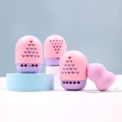 China Portable Beauty Tools Silicon Makeup Egg Sponge Storage Holder Power Blast Travel Case Cosmetic Container for sale