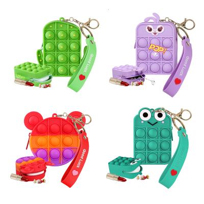 China Wholesale Promotional Stress Reliever Gifts Toss Toys Kids Girls Children Purse Mini Silicone Coin Wallet Pouch Key Chain Zipper Bag for sale