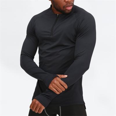 China QUICK DRY Men's T-Shirt Long Sleeve Half Zip V O Round Neck Solid Color Skinny Plain Sports Running Exercise Spring Autumn Keep Warm for sale