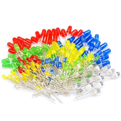 China LED 3mm LED CLEAR Diode Parts Set Red+Green+Yellow+white+blue 50PCS Each Sample DIY Mix Through Hole Bulk for sale