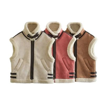 China NEW BOTINYU Y2K QUICK DRY Women's Fur Binding Shear Quilting Sleeveless Cotton Vest Coat Top for sale