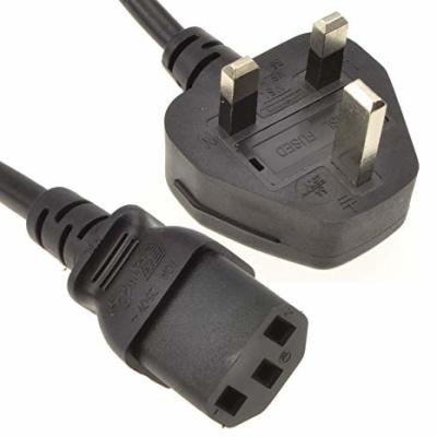 China Black 3*0.5mm2 3*0.75mm2 UK Power Cord C13 3*1.0mm2 For Home Application for sale