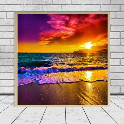 China Classic Seaside 5D Landscape Diamond Painting Oil Painting For Living Room Bedroom Home Decoration Painting for sale