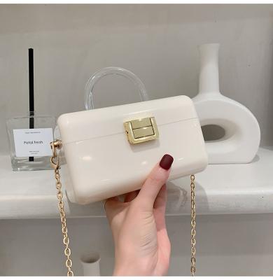 China 2022 Hot Selling Fashion Ladies Candy Color Handbags Girls Box Handbags Girls Jelly Purses for sale