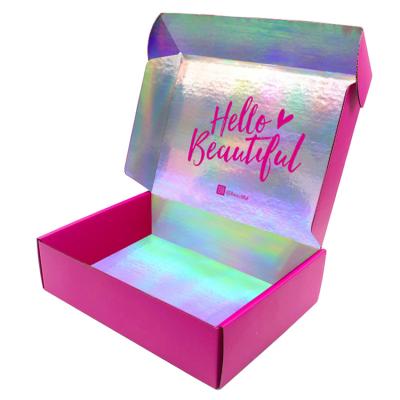 China Custom Mail Cosmetics Subscription Materials Recycled Holographic Mailer Box Package Cardboard Mailer Box for sale