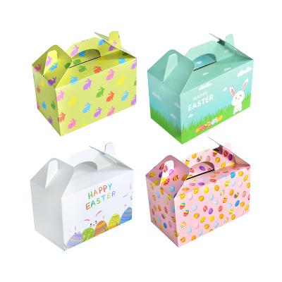 China Recycled Materials Customize Take Out Cardboard Gable Paper Box Happy Easter Bunny Candy Cookie Easter Boxes for sale