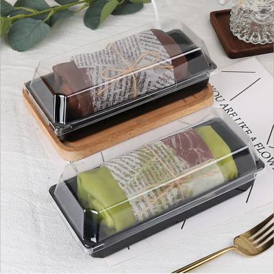 China Wholesale Custom Clear Biodegradable Pastry Boxes Paper Transparent Log Cake Box for sale